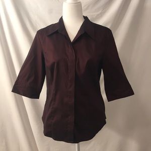 Express button down blouse burgundy wine office
